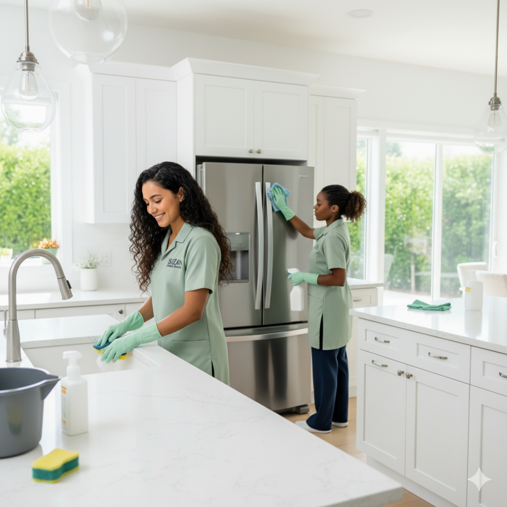 maids cleaning a kitchen in a home in Orland Park IL